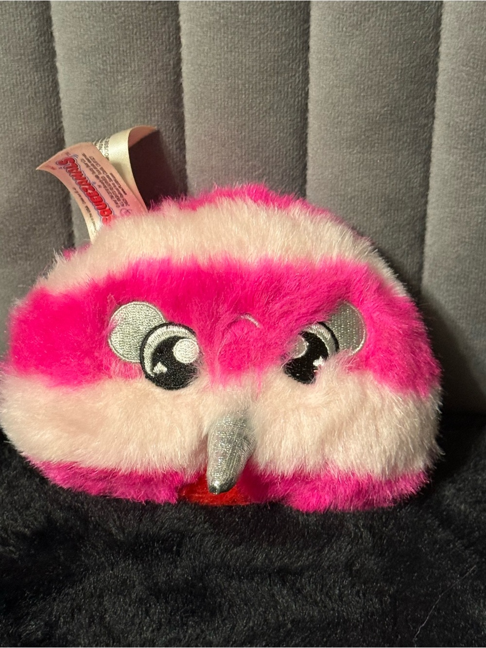 Squeezamals Pink White Plush 2019 Squishy Stuffed Animal Silver Beak Toy